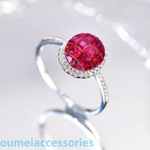 Biżuteria projektant Pandoraring Dora's Pierścienie Natural Stone Red 18K Pierścień lesbijki S925 Srebrny pierścień