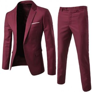 Abito da uomo Set formale Stile coreano Risvolto Slim monopetto Abiti da lavoro Giacca da sposa Pantaloni terno masculino 240110