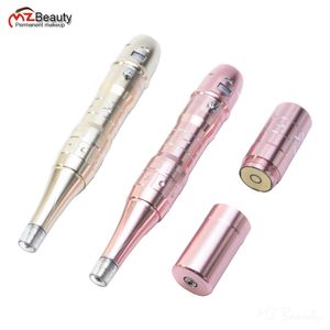 Mikrobladlı kaş desgin için şarj edilebilir kalıcı makyaj makinesi kablosuz Dermografo Dövme Pen Altın 10 PCS R1 R3 İğneler 240111