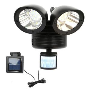 Laideyi led lâmpada movida a energia solar holofotes ajustável cabeça dupla luz de parede jardim lâmpada super brilhante noite light5129921