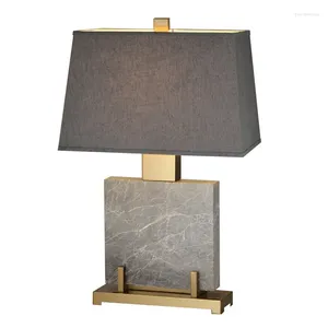Lâmpadas de mesa estilo americano simples personalidade cinza mármore lâmpada nórdica design de luxo modelo sala quarto sala de estar