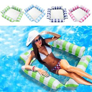 Other Pools SpasHG Inflat Air Mattress Comfortable Stripe PVC Water Floating Bed Portable Leak Proof Lightweight Swimming Pool Accessories YQ240111