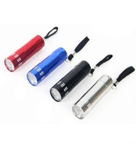 Mini 9 LED Lights Emergency flashlight Torch Aluminum Alloy Lamp violet UV Light blacklight flashlight portable outdoor flashlight3044396