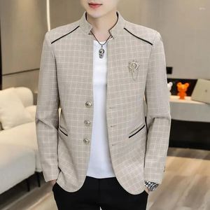Abiti da uomo 2024 Boutique Suit Fashion Business Slim Casual Colletto alla coreana Versatile giacca da sposa in stile britannico da uomo