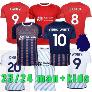 Elanga GIBBS-WHITE Camisa de futebol 23 24 Nottingham MONTIEL WOOD Camisas de futebol 2023 Homens Crianças Floresta WORRALL AMEOBI Kit