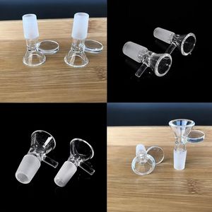 Thick 14mm 18mm Glass Bowl For Bong Clear Slide Smoking Herb Dry Tobacco Oil Burner Bowls 2 Types With Round Rod Handle Dab Rig Bongs Accessories