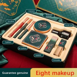 Set Set per il trucco in stile cinese Confezione regalo Eyeliner Rossetto Correttore Cuscino d'aria BB Cream Mascara Kit per il trucco delle donne Set di cosmetici