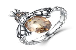 Moda autentica argento sterling 925 ape anello dito fascia di cristallo gioielli da donna regali di Natale76750354150323