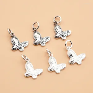 Charms S925 Sterling Silver Jewelry Accessories Retro Delight Butterfly Pendant Bracelet Necklace DIY Ornaments