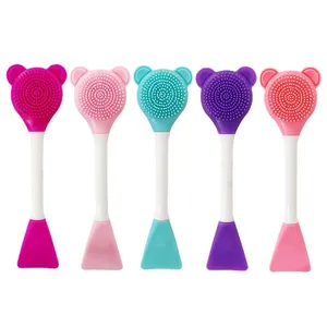 2 I 1 Face Cleaning Massage Tools Double Head Facial Mask Brush Rubber Silicone Clay Mask Brush For Estheticians Beauty Skin Care Tools