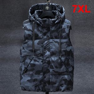 Camouflage väst män mode ärmlösa jackor 7xl plus storlek väster vårens höst camo västar rock man stor storlek 7xl 240110