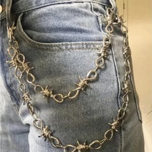 Chunky Barbed Wire Chain Waist Body - Thorn Necklace Gothic - SVG - Jean Belt - Wallet Men Women - Spike Jewelry - Punk - Anime 240110