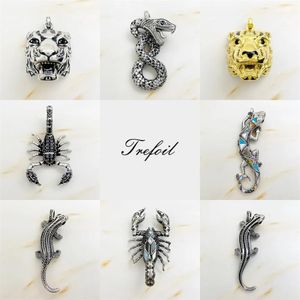 Ciondoli Ciondolo Scorpione Lucertola Serpente Testa di tigre Argento sterling 925 Gioielleria raffinata Steampunk Punk Ribelle Regalo per donne Uomini Collana adatta