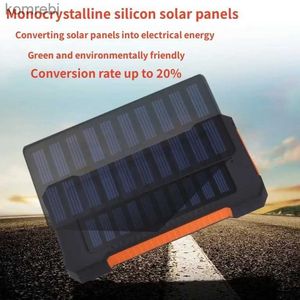 Mobiltelefon Power Banks 100% Ny 200000mAh Top Solar Power Bank Waterproof Emergency Charger Extern Battery PowerBank för MI iPhone LED SOS Lightl240112