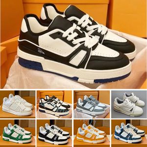 Projektant Flat Sneaker Treaker Trainer Buty Casual Buty Dżinsów skórzane Abloh biały zielony czerwony niebieski litera nakładki mody Platforma męska