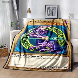 Coperte Anime Yu Gi Oh Coperta da tiro con carte Occhi azzurri Drago bianco Anime Cartoon Morbida coperta in peluche Copriletto per camera da letto Decorazioni per la casa