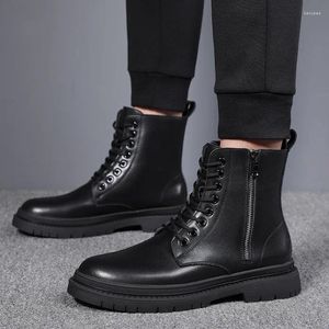 Stivali stile inglese uomo nero elegante scarpe in pelle originali stivali da cowboy autunno inverno bella piattaforma alta moto Botas