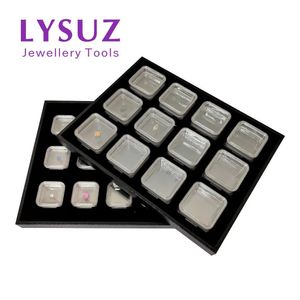 Utrustning smyckesupphängning Displaybox transparent container ädelsten Löst diamant 3D flytande förvaringsdisplay Box Tray Akrylfodral