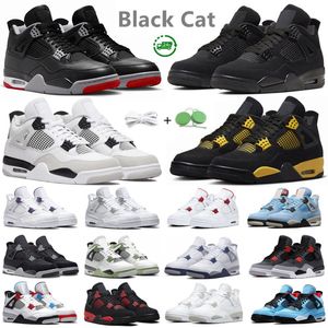 4 basketskor för män kvinnor 4s sneaker uppfödda reimagined militär svart katt segel röd åska vit oreo medium oliv unc blå Seafoam herr tränare sport sneakers