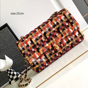 10A Mirror Quality Designer Bag Designer Bag Rainbow Series Woven Axel Bag Tweed Material Luxury Crossbody Bag Kedjepåse Fashion Women's Flap Bag