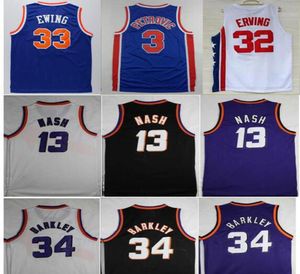 Whole College nosi mężczyzn odzieży sportowej 34 Charles Barkley Szyt Jersey White Black Purple 13steve Nash 33 Patrick Ewing Devin1255293