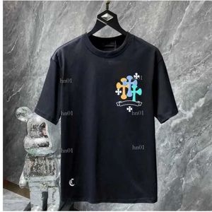 T-Shirts Klasik Erkekler Kalp Lüks T Shirt Marka Tees Tees Erkek Kadın Sanskrit Mektup Kromları Sweatshirts Kısa Kollu At Nalı Tasarımcı Çift Cross 811