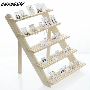 Display 2/3/4/5 Layer Holz Ohrringständer Display Schmuck Display Rack Tiered Schmuck