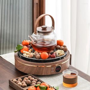 TEAWARE SETS Walnut Beam Glass Teapot Tea Set Kettle Indoor Retro Chinese Pot Stor elektrisk spis med bakningsnät