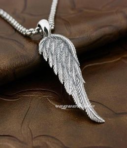 Angel Bird Wing Feather 2 -Bide Solid 925 Srebrny wisiorek 8A008 Necklace 24 cala2949456