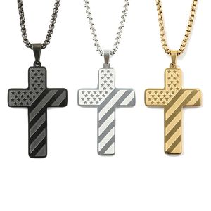 Flag Cross American Pendant Men's Stainless Steel Necklace 8 Style