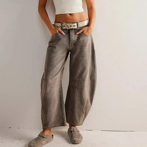 Jeans Imcute Wide Leg Baggy Jeans Women Casual Loose Mid Waist Denim Pants 90s Boyfriend Denim Bloomers Girlfriend Barrel Jeans