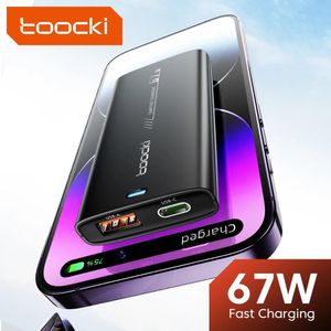 Laddare Toocki 67W 65W Gan Charger Mini Quick Charge 4.0 PD3.0 USB Typ C Fast Charger för bok iPhone 14 13 Samsung Hauwei Xiaomi