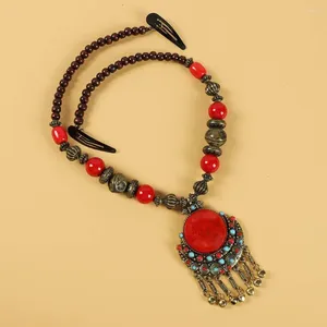 Pendant Necklaces Vintage Gypsy Long Chain Bohemia Necklace Ethnic Head Forehead Tassel Tiara