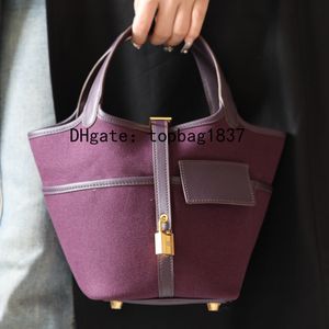 Designer tote bag bucket bag18cm Purple 10A mirror quality total Handmade functional luxury handbag cloth patchwork special customized style with original box