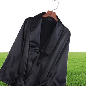 H Black Lounge Sleepwear Faux Silk Nightwear for Men Comfort Silky Bathrobes Noble Dressing Gown Men039s Sleep Robes Plus Siz2713874