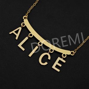 Necklaces DOREMI Happy Face Custom Name Letters Necklace Zircon Name Charms Initial Letter Women Ins Jewelry Necklace