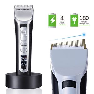 Professional Hair Clipper Ceramic Blade Trimmer LCD Display Strong Power Salon Barber Cutting Machine For Men 240110