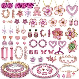 Uppsättningar Original 2023 Nytt utsökt halsbandsmycken Pink Series Geometry Form for Women Födelsedagsjubileumsfest med logotyp