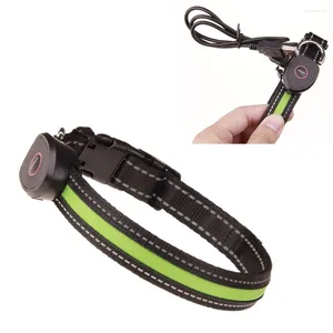犬の襟導入襟usb充電式の輝くペットライトが犬のためのネックレスの点滅夜の歩き安全サイズ