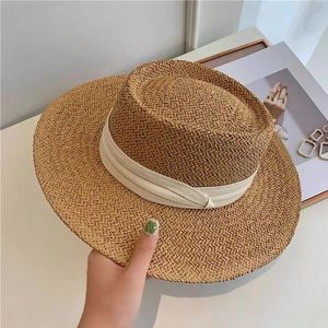 BERETS 2022 Summer Straw Hat Fashion Casual Panama Beach Fedora Hat Wide Brim Breattable Sun Panama Hats For Women