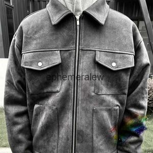 Men's Jackets SAINT MICHAEL GRAY SUEDE Jaets Men Women B Quality Suede Retro Unisex Jaet Keep Warm Coatephemeralew