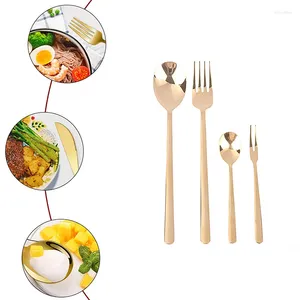 Baking Tools 6Pcs Handle Design Gold Dinnerware Set Stainless Steel Tableware Knife Fork Spoon Flatware For Banquet Restaurant Guests