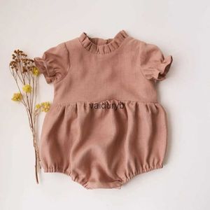 Pagliaccetti Estate Neonate Abbigliamento Nuovi Vestiti per neonati Pagliaccetto Volant Tuta Manica corta Colletto in lino di cotone Tute per neonativaiduryb