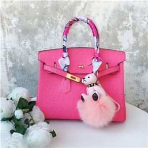 Designer Bags Luxury Fashion Totes Baotou Layer Cowhide Handbag Ostrich mönster äkta läder kvinnors väska stor affär fritidsäck 2024