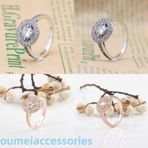 Jóias designer pandoraring dora anéis de banda branco cobre brilhante anel moda rosa ouro zircon anel presente menina