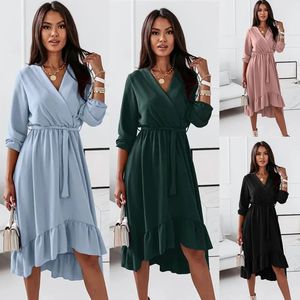 Pregnant Women's Dress Casual V-neck Long sleeved Dress Elegant Pregnant Women's Photoshot Dress Sexy Vestidos 240111