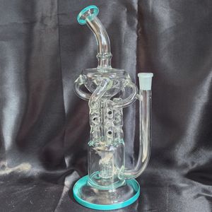 12 Zoll hochwertige Recycler Dab Rigs Shisha Dickglas-Wasserbongs Schwerkraft-Bong-Bubbler-Rauchwasserpfeifen mit 14-mm-Quarz und Schüssel, in mehreren Farben erhältlich