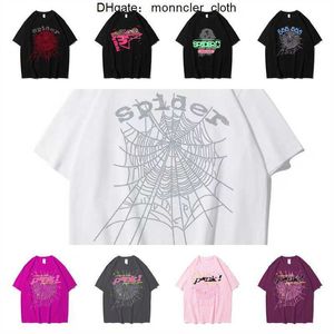 T-shirt grafica Pink Young Thug Sp5der 555555 stampata Spider Web Pattern cotone stile H2Y maniche corte Top T-shirt hip hop taglia XS-XXL DHZ5