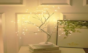 Batteridriven trädlampa Dekorativa LED -lampor Tree Night Lights Fairy USB Touch Desk Table Kids Bedroom Warm White Night Bedsid8336582