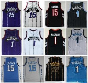 Hochwertiges Schwarz Weiß Lila Vince 15 Carter Trikot Tracy 1 McGrady Trikot North Carolina College Herren Blau Weiß Penny 1 Hard3729692